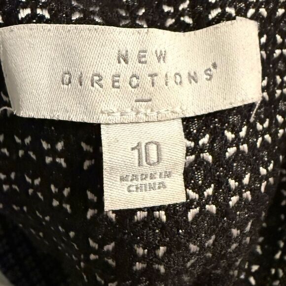 New Directions Stretch Slim Pull On Pants Leggings Black White Size 10 - Picture 5 of 6
